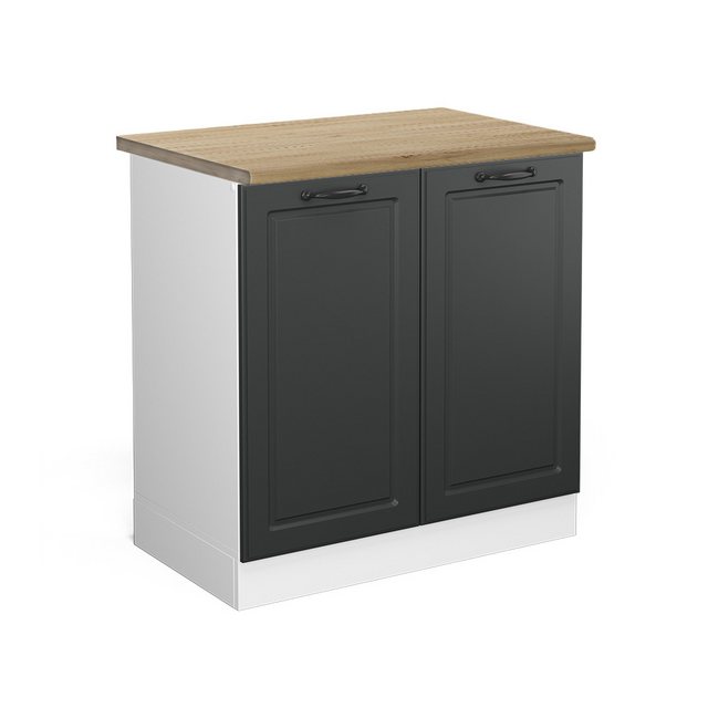 Vicco Spülenunterschrank R-Line, Anthrazit Landhaus/Weiß, 80 cm, AP Eiche günstig online kaufen