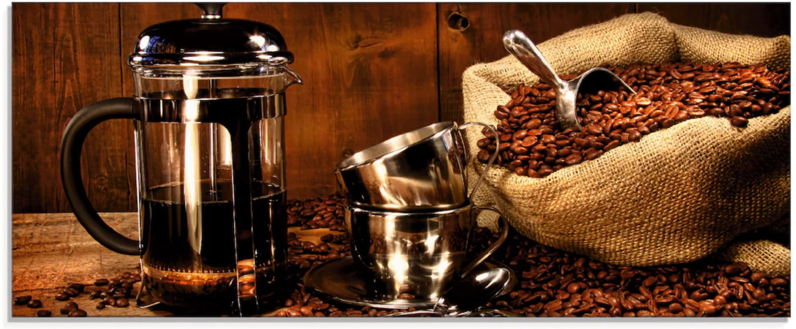 Artland Glasbild »Sack Kaffeebohnen mit Presse«, Getränke, (1 St.) günstig online kaufen