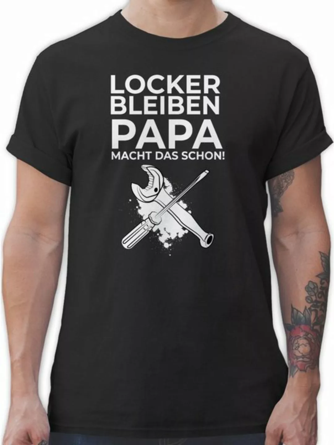 Shirtracer T-Shirt Locker bleiben Papa macht das schon Werkzeug Handwerker günstig online kaufen