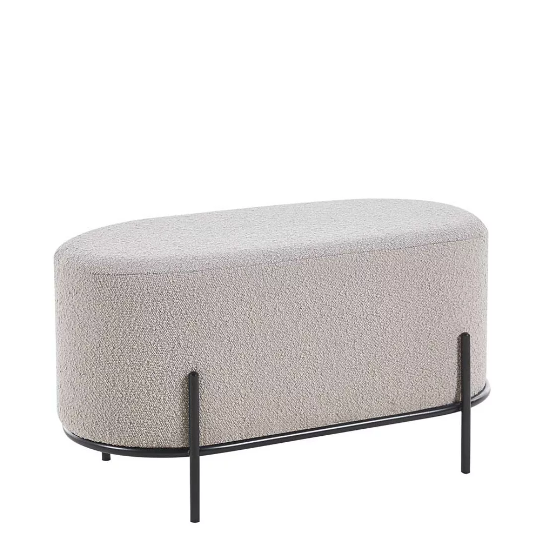 Couchhocker Boucle Taupe 80 cm breit - 42 cm hoch ovaler Form günstig online kaufen