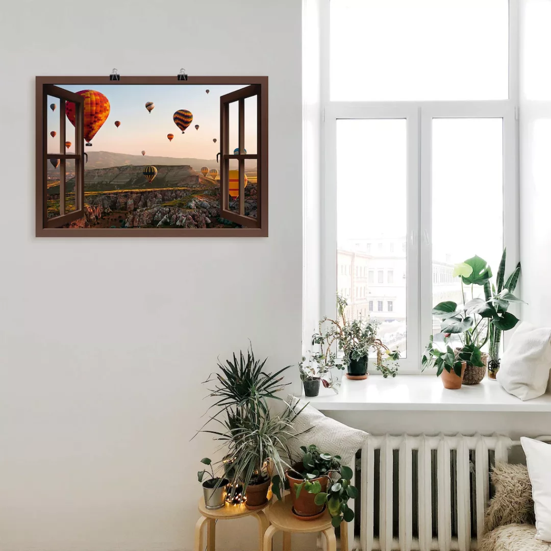 Artland Wandbild »Fensterblick Kappadokien Ballonfahrt«, Ballonfahren, (1 S günstig online kaufen