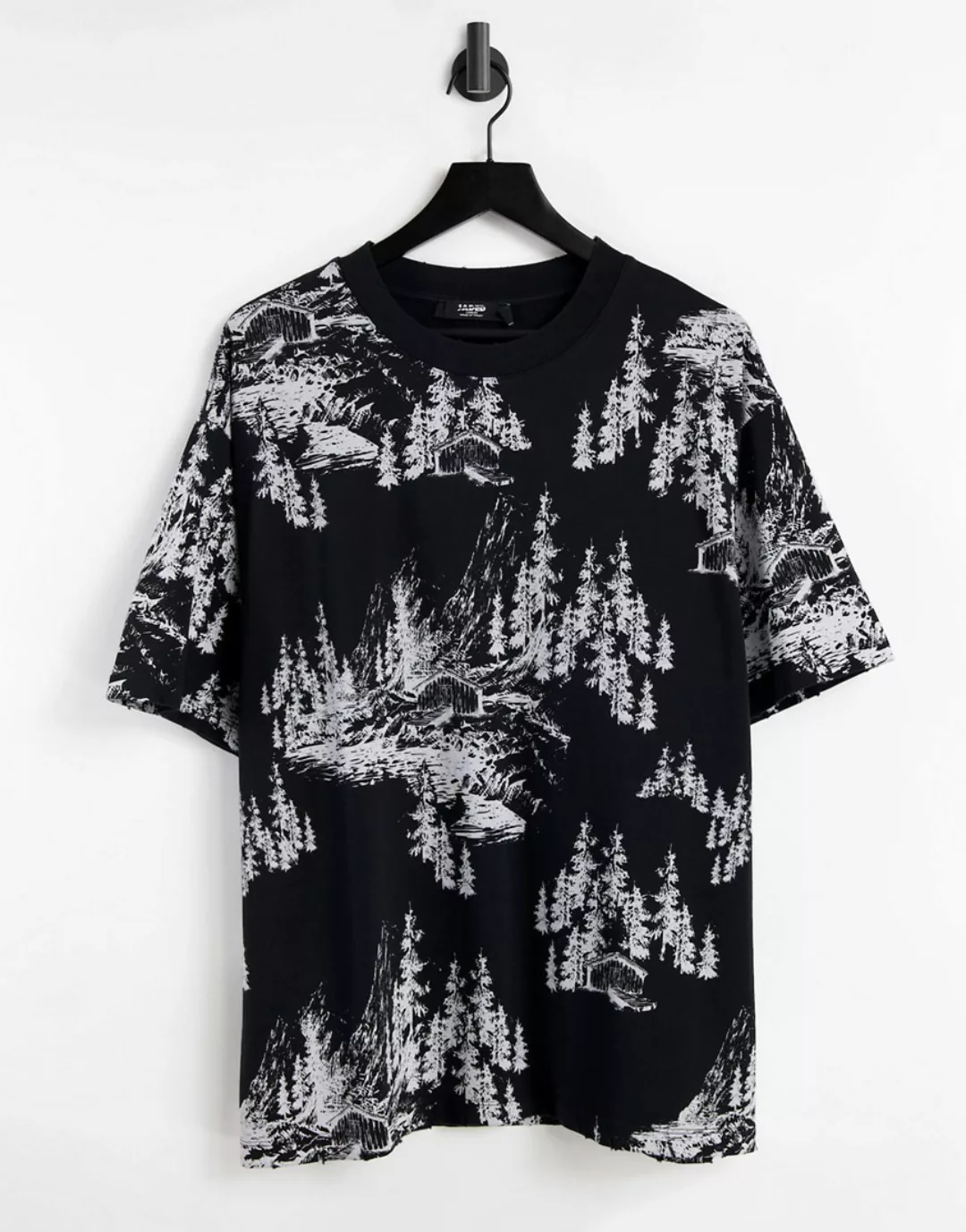 Jaded London – Oversize-T-Shirt mit durchgängigem Waldprint-Mehrfarbig günstig online kaufen