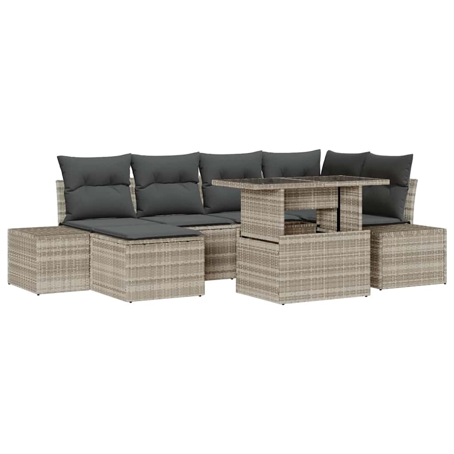 vidaXL Garten-Sofa-Set mit Speicher 7-Tlg Hellgrau Poly Rattan 3357955 günstig online kaufen