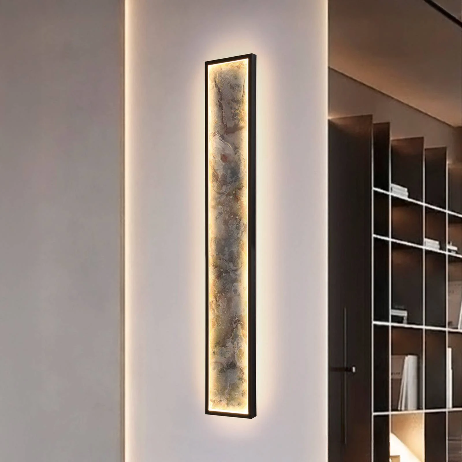 LED-Wandleuchte Stone, 100 x 15 cm, CCT, schwarz, Metall günstig online kaufen