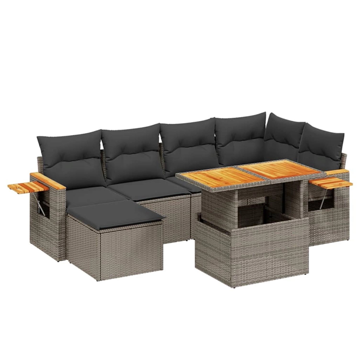 vidaXL 7-Tlg Garten-Sofagarnitur mit Kissen Grau Poly Rattan 3273622 günstig online kaufen