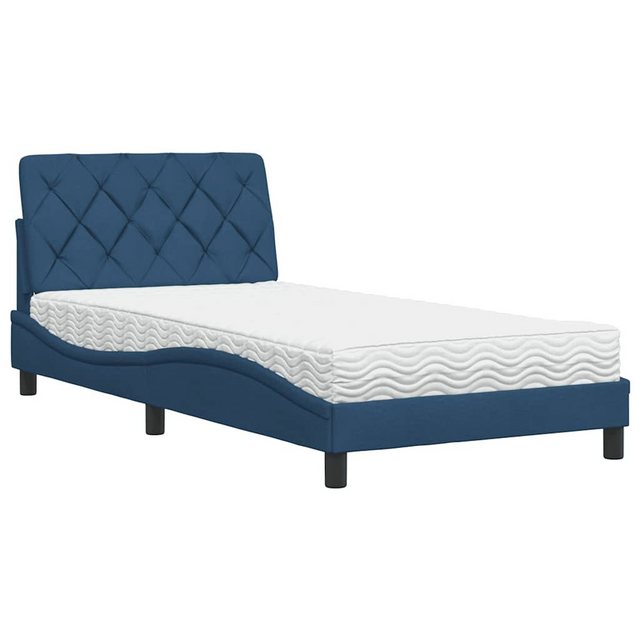 vidaXL Bett Bett mit Matratze Blau 100x200 cm Stoff günstig online kaufen