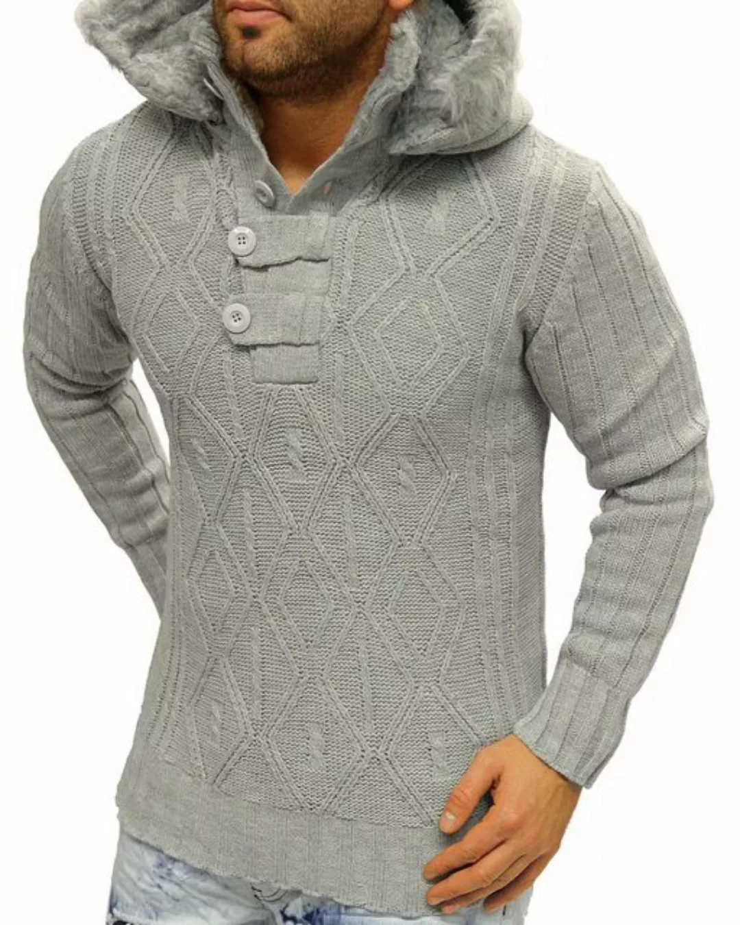 JEEL Kapuzenstrickjacke Herren Strickjacke Jacke Sweater Cardigan günstig online kaufen