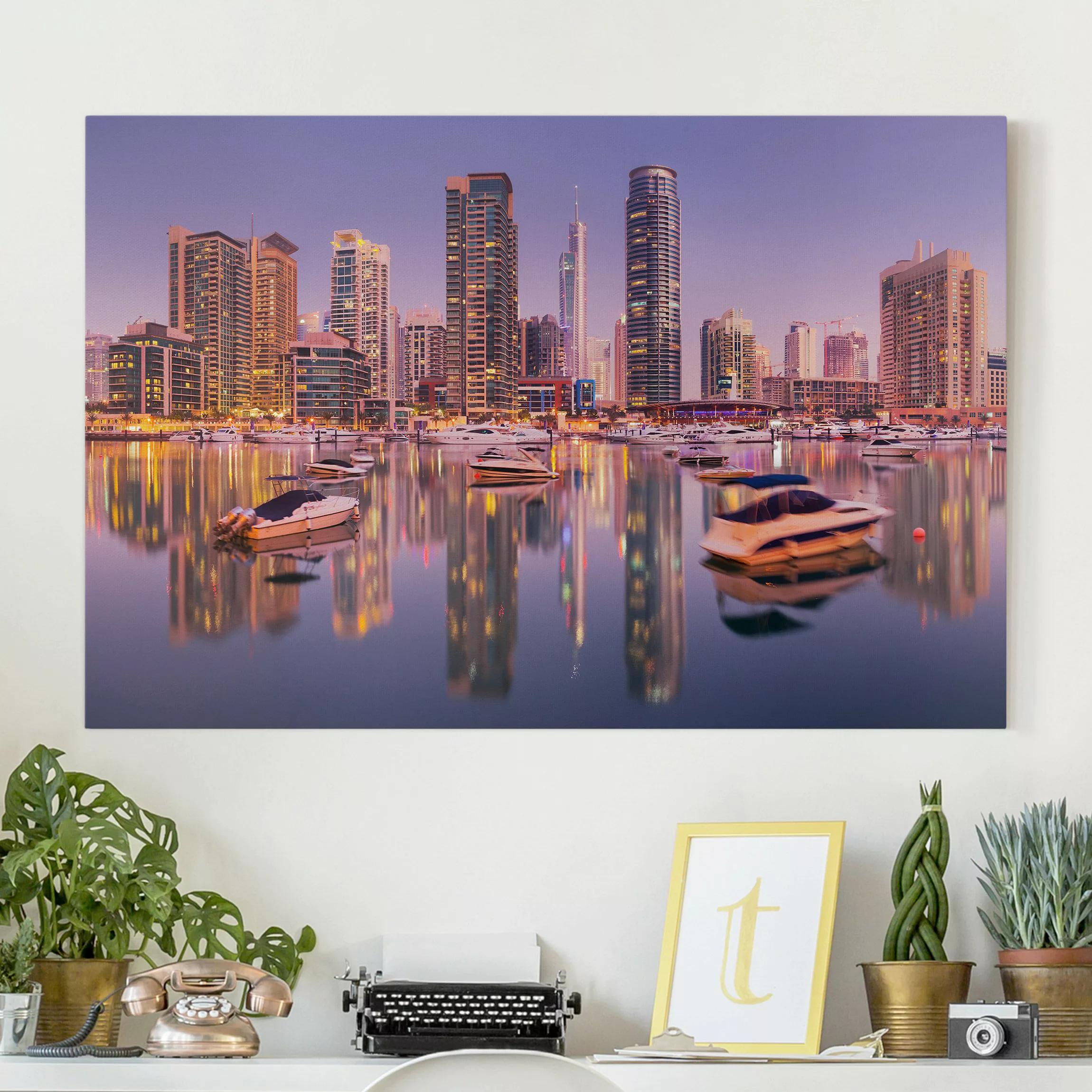 Leinwandbild Architektur & Skyline - Querformat Dubai Skyline und Marina günstig online kaufen
