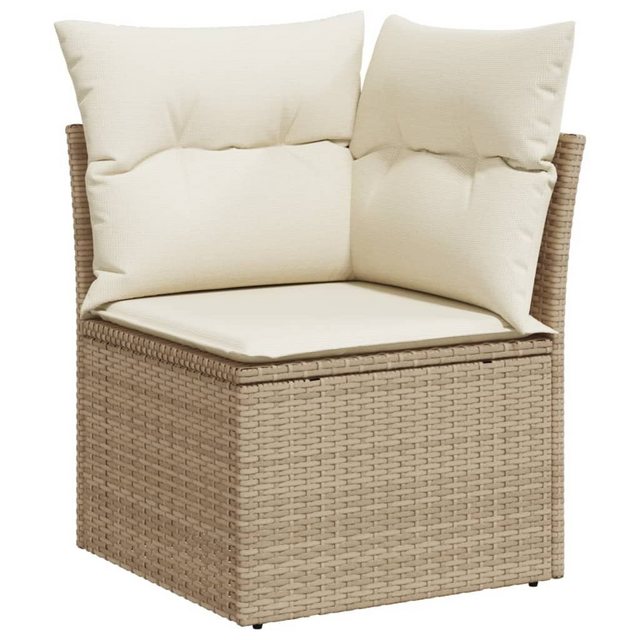 vidaXL Loungesofa Garten-Ecksofa mit Kissen Beige Poly Rattan, 1 Teile günstig online kaufen