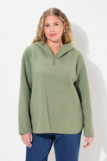 Ulla Popken Hoodie Teddypullover Plüsch Kapuze Langarm günstig online kaufen