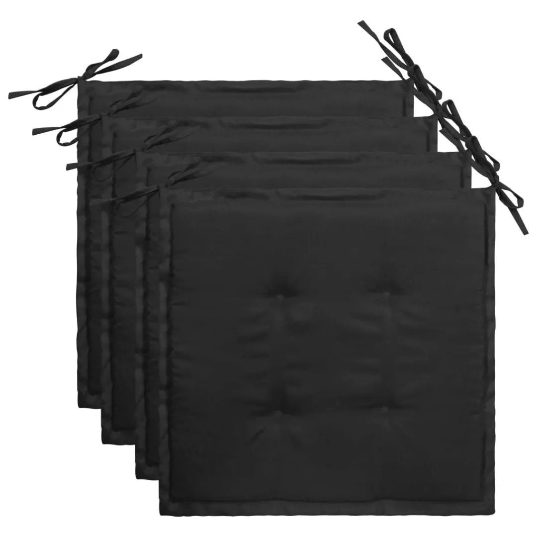 Gartenstuhl-sitzkissen 4 Stk. Schwarz 50x50x4 Cm Stoff günstig online kaufen