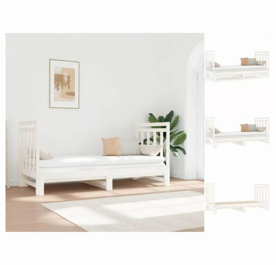 vidaXL Bettgestell Gästebett Tagesbett Ausziehbar Weiß 2x90x190 cm Massivho günstig online kaufen