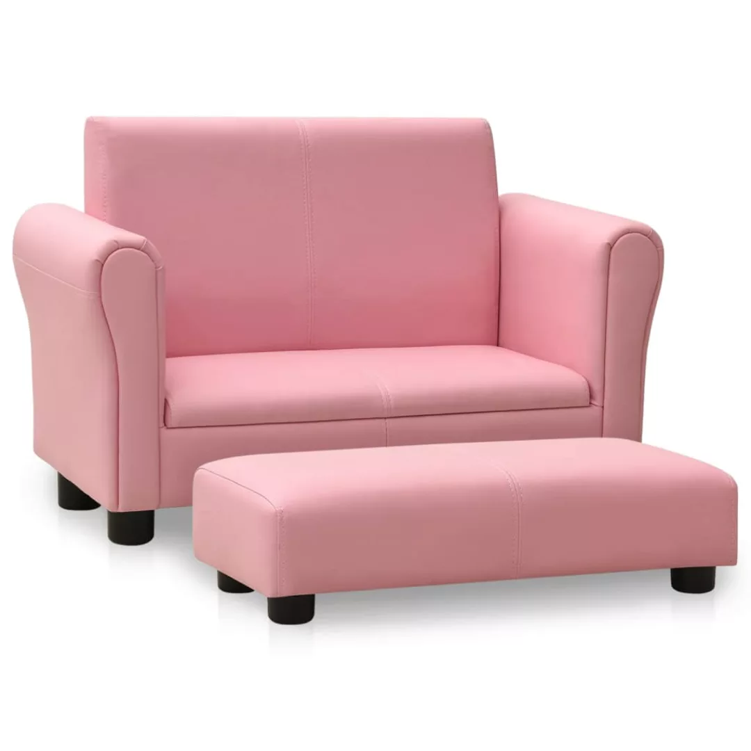 Kindersofa Mit Hocker Rosa Kunstleder günstig online kaufen