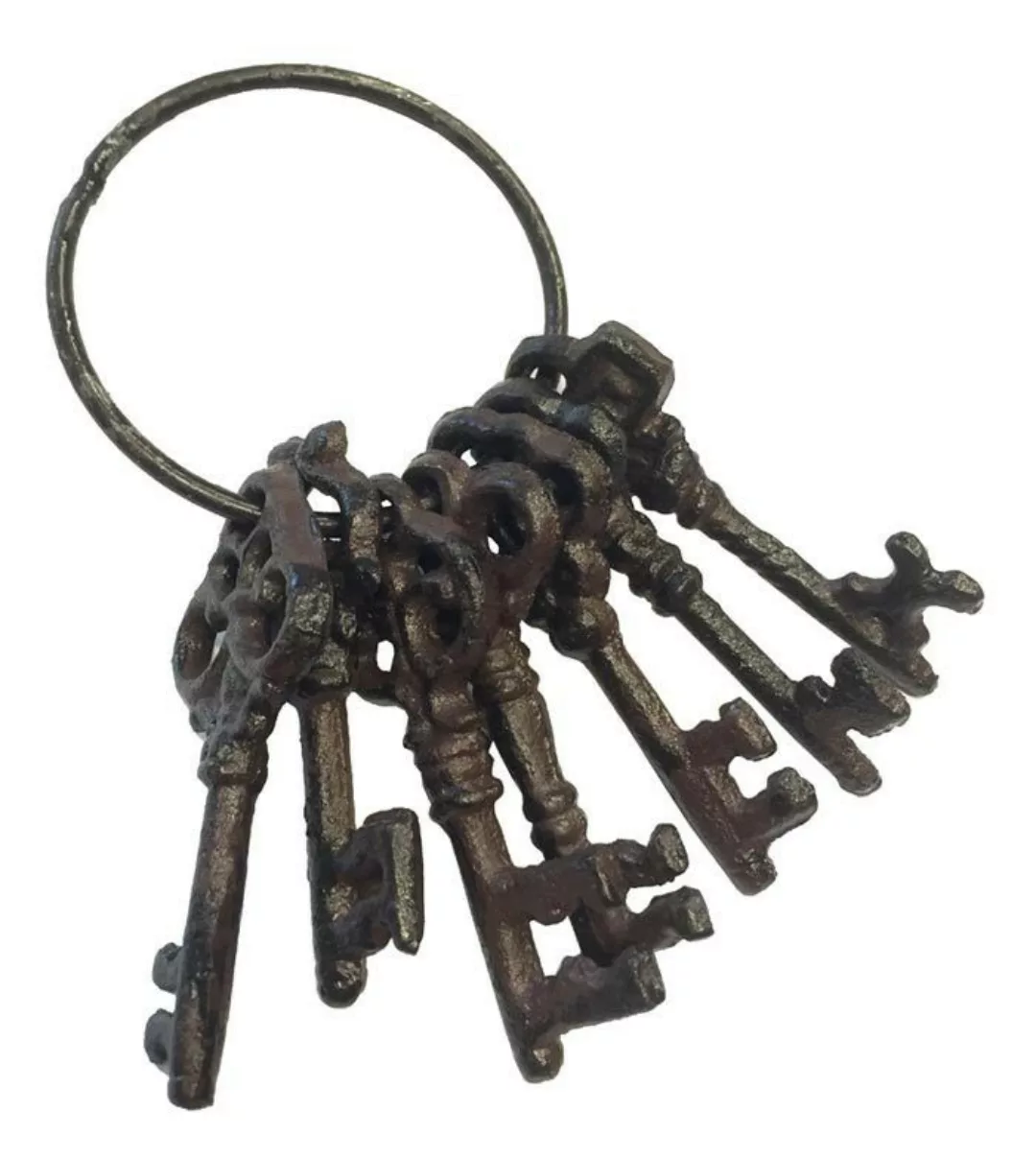 Deko Schlüsselbund Nostalgie 7 Schlüssel Vintage-Stil Gusseisen Antik-Stil günstig online kaufen