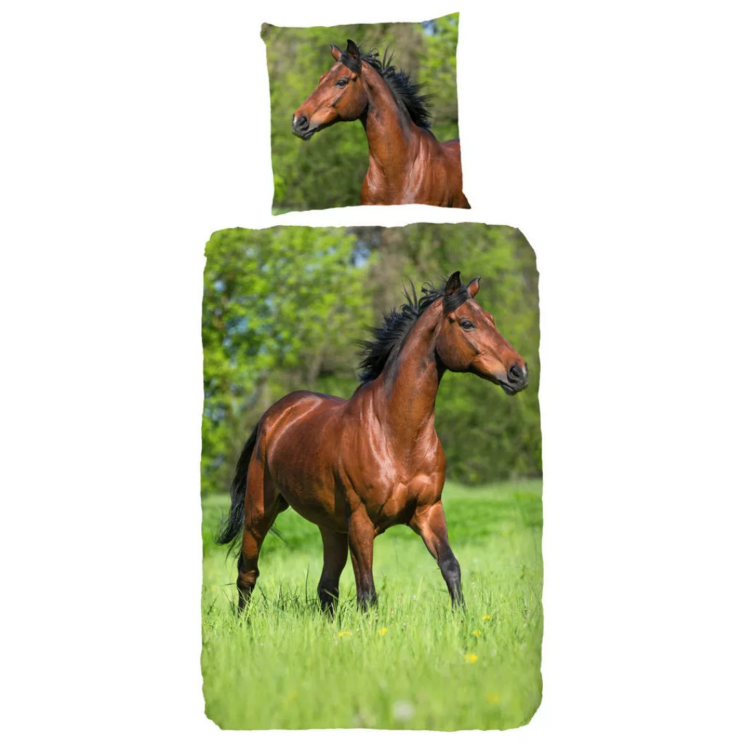 good morning Kinderbettwäsche »Running horse«, Baumwolle, 135x200, 2 Teilig günstig online kaufen