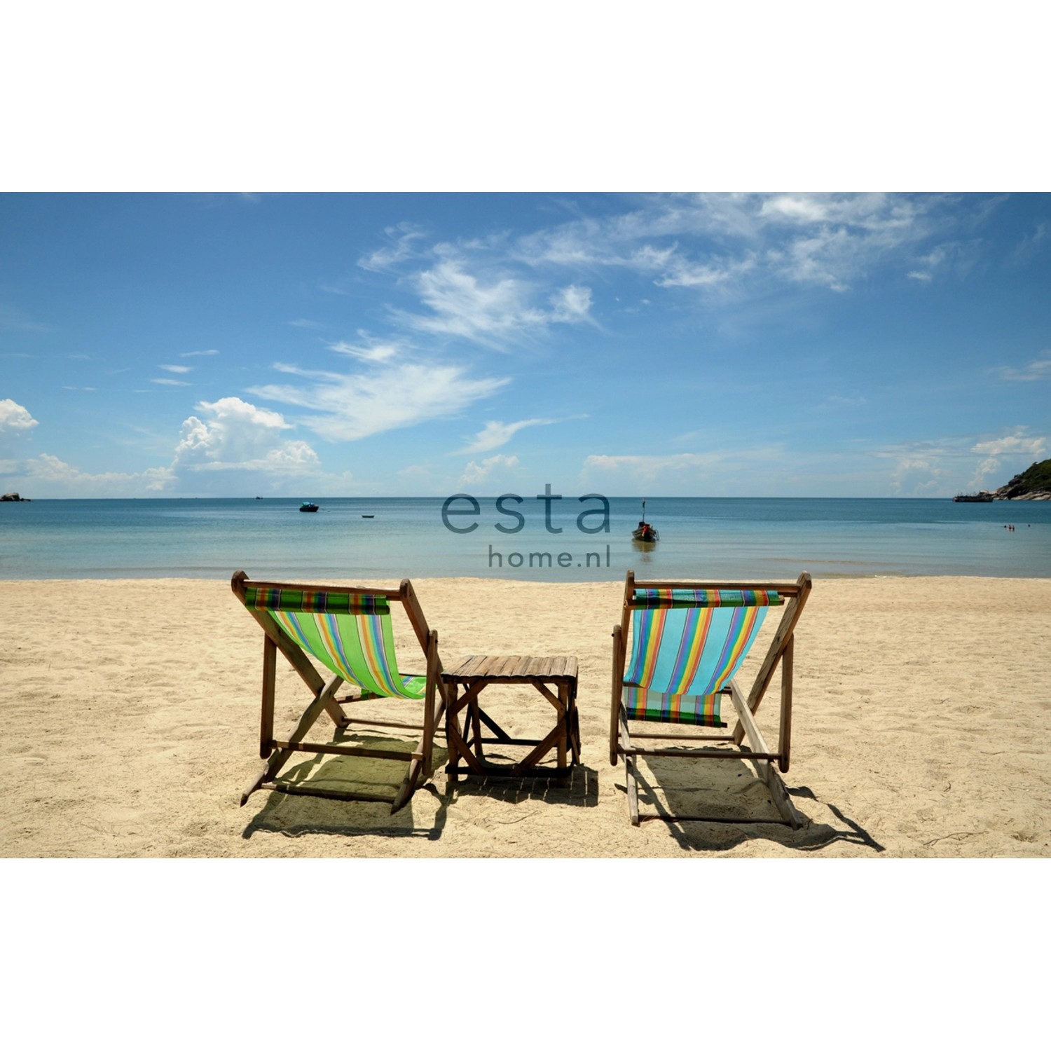 ESTAhome Fototapete Strand-Motiv Blau und Beige 279 x 270 cm 156516 günstig online kaufen