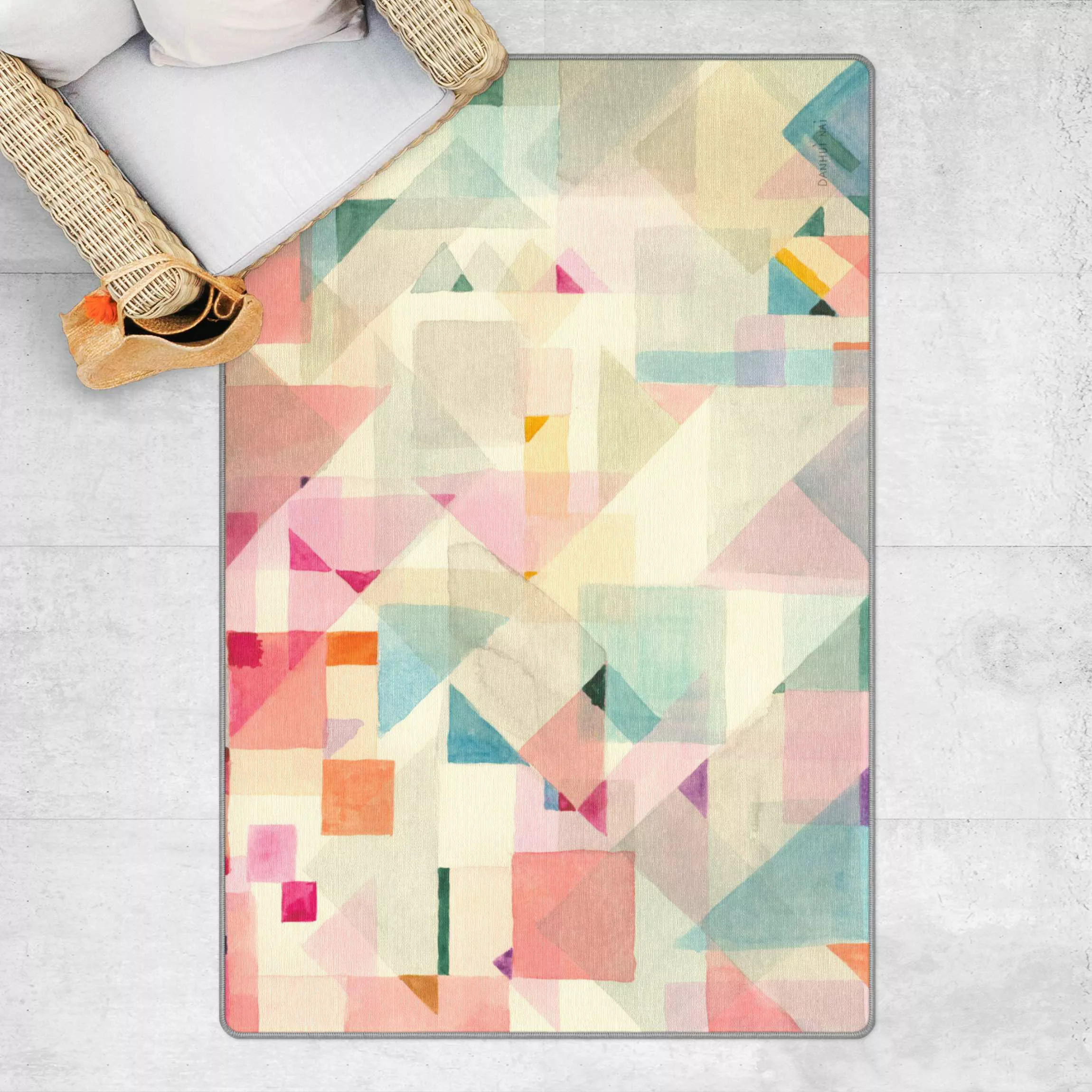 Teppich Pastellfarbene Dreiecke günstig online kaufen