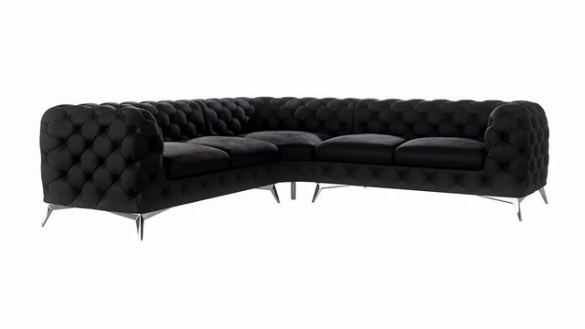 S-Style Möbel Ecksofa Chesterfield Kalina mit Silber Metall Füßen, mit Well günstig online kaufen