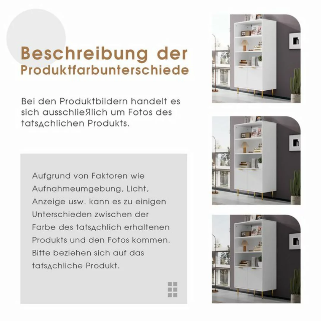 Odikalo Standvitrine Hochschrank 2 Türen 3 Fächer Sideboard Eckschrank Aufb günstig online kaufen