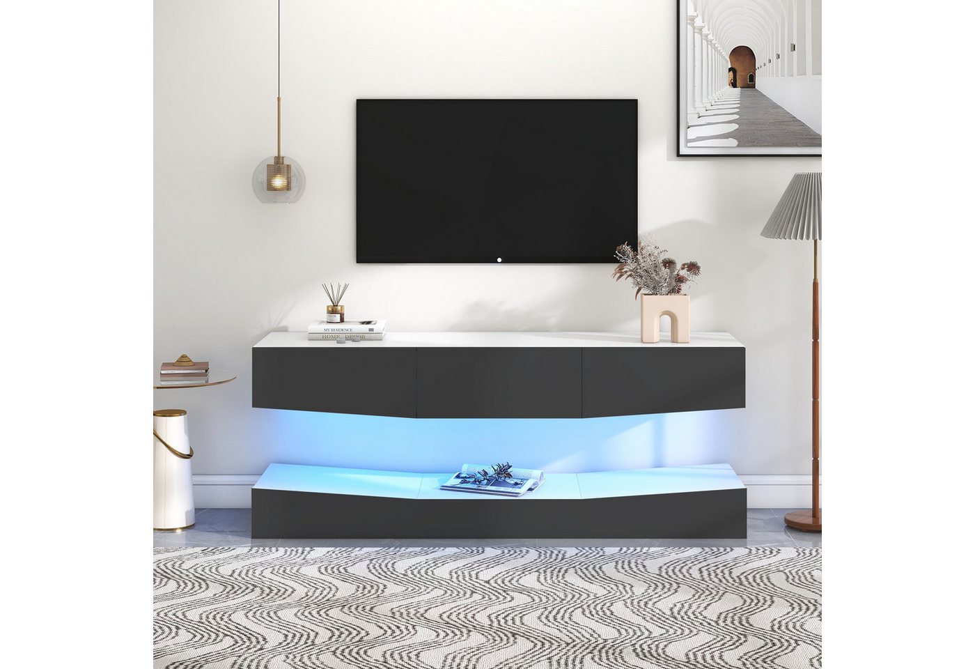MODFU TV-Schrank Lowboard (Wand befestigter schwimmender TV-Ständer Unterha günstig online kaufen