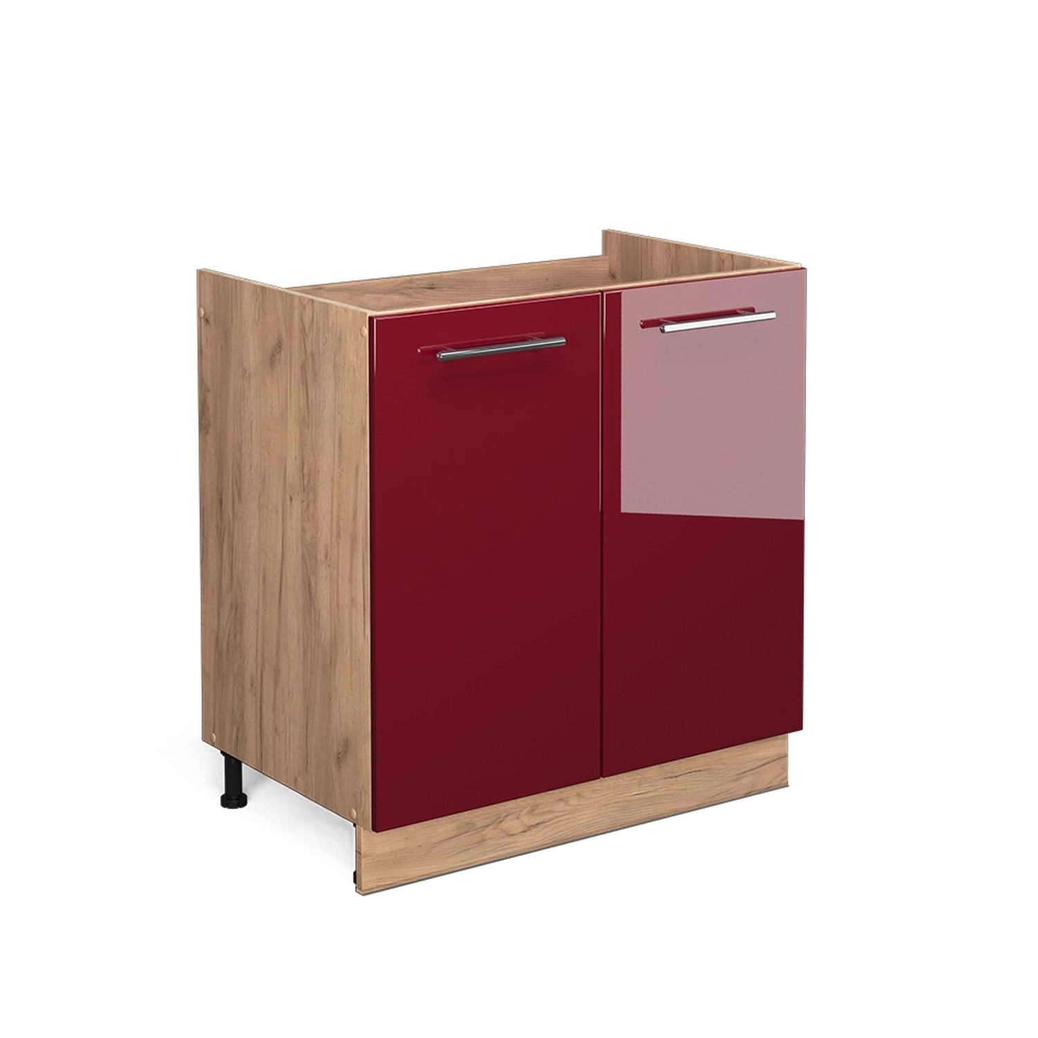 Vicco Spülenunterschrank Fame-Line, Bordeaux Hochglanz/Eiche, 80 günstig online kaufen