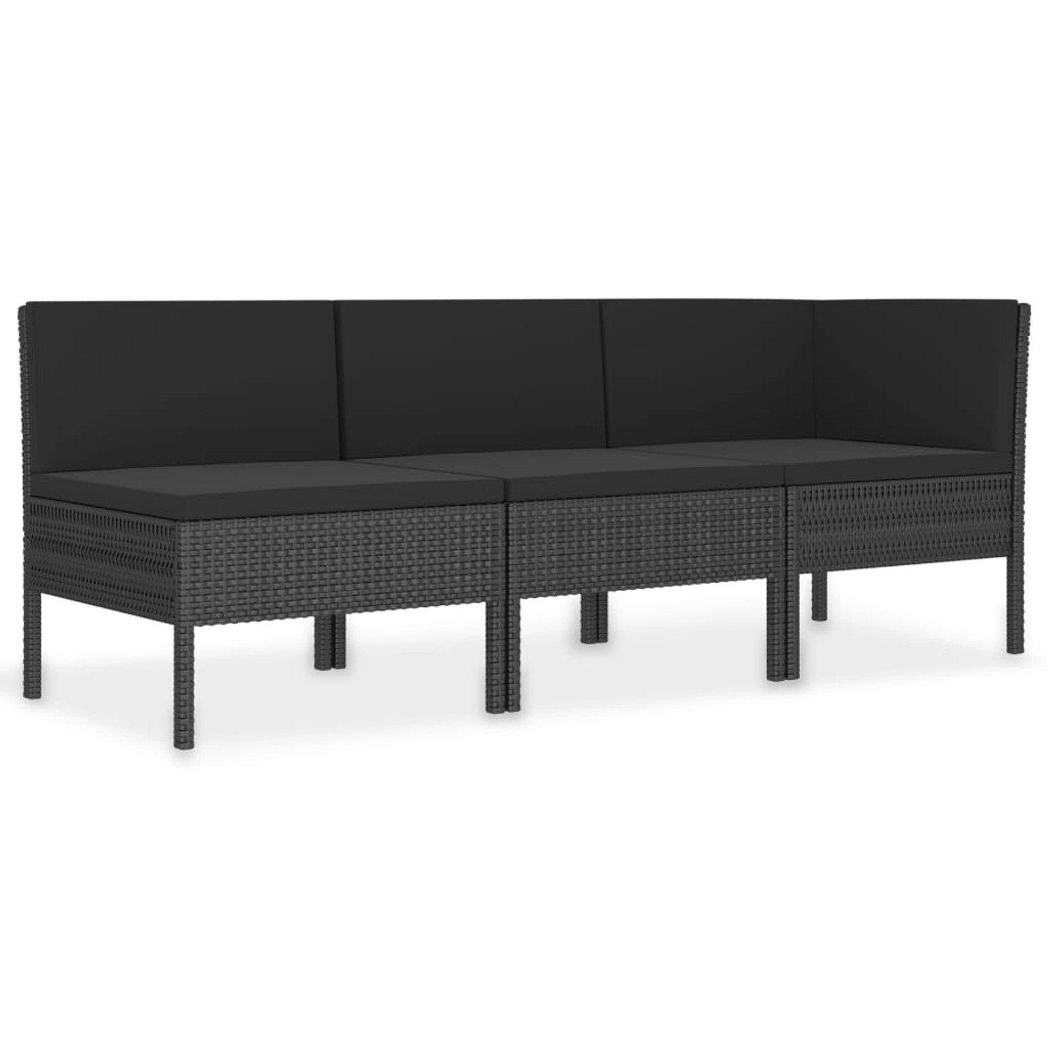 3-tlg. Garten-lounge-set Mit Auflagen Poly Rattan Schwarz günstig online kaufen