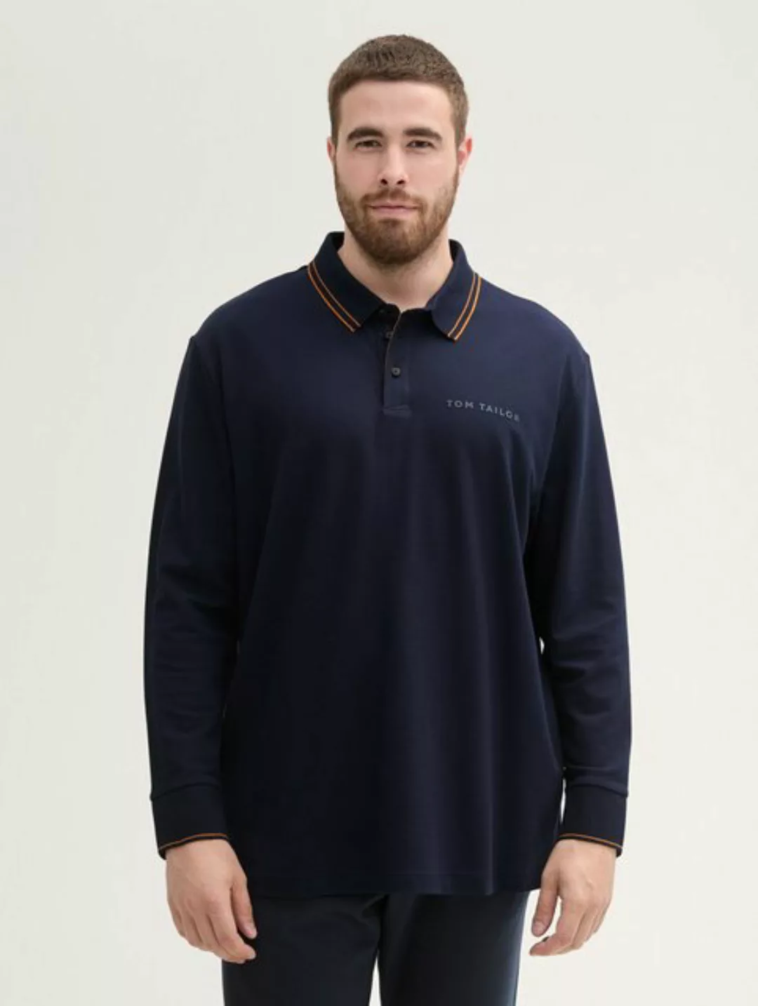 TOM TAILOR PLUS Langarm-Poloshirt Plus Size - Langarm Poloshirt mit Logo Pr günstig online kaufen