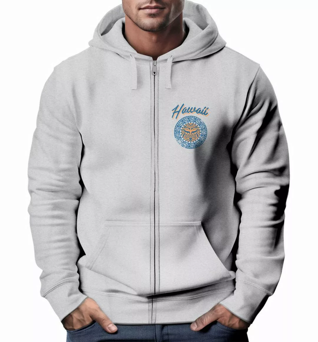 Neverless Sweatjacke Herren Sweatjacke mit Kapuze Zip Hoodie Hawaii Print T günstig online kaufen