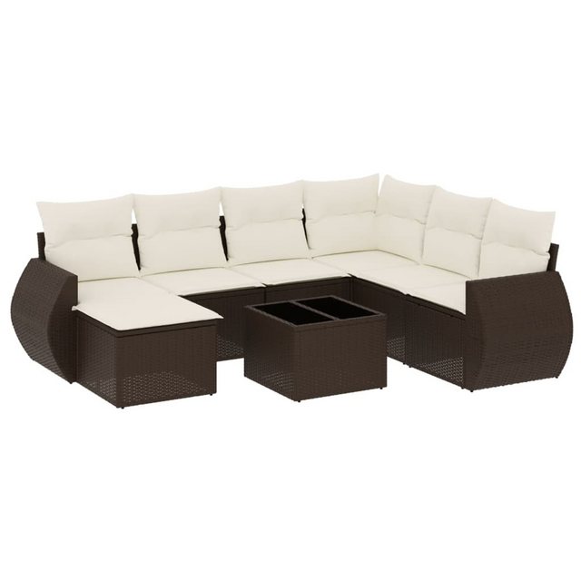 vidaXL Sofaelement 8-tlg. Garten-Sofagarnitur mit Kissen Braun Poly Rattan günstig online kaufen