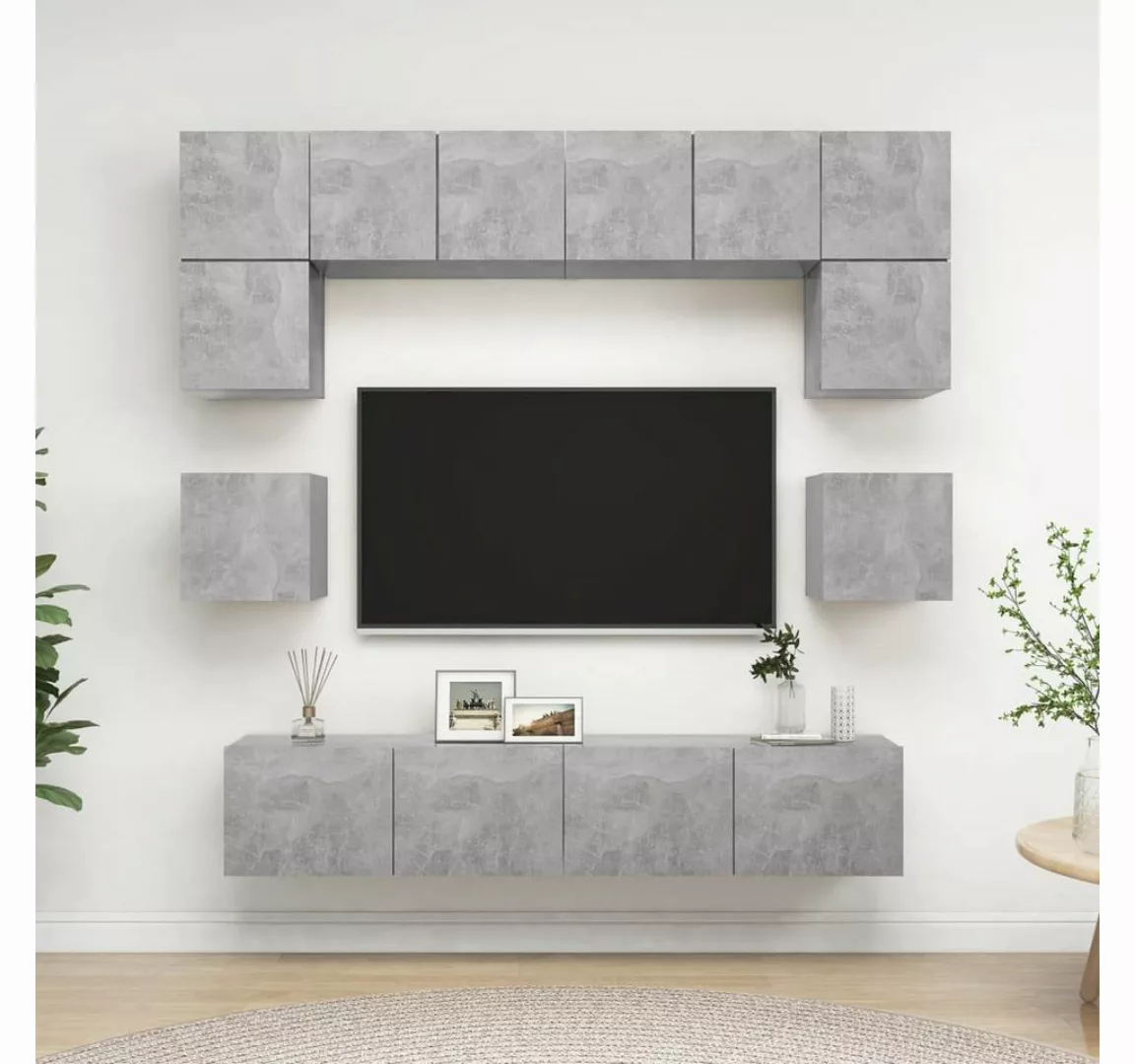 vidaXL TV-Schrank 8-tlg. TV-Schrank-Set Betongrau Holzwerkstoff (1-St) günstig online kaufen