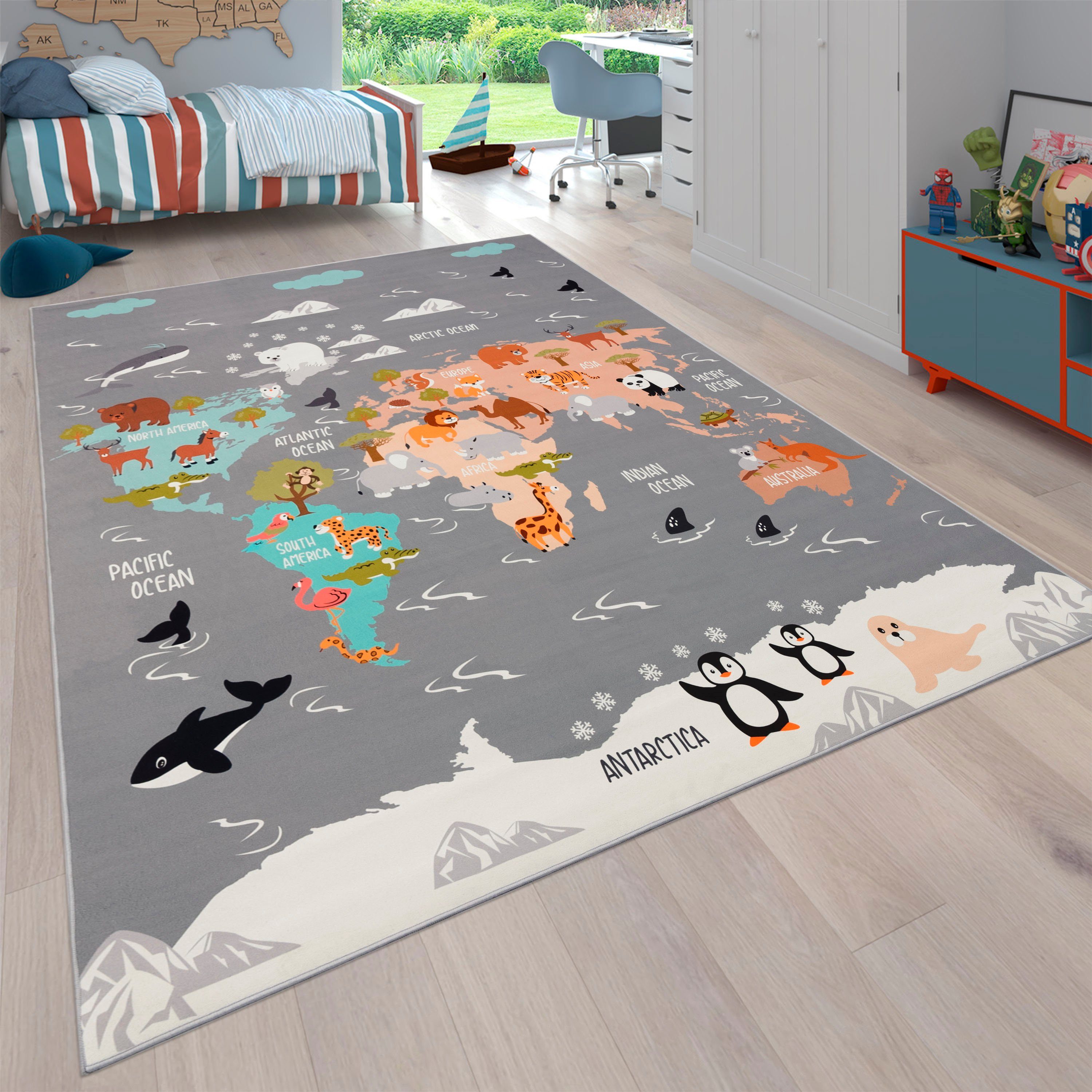 Paco Home Kinderteppich »Bino 581«, rechteckig, 4 mm Höhe, Spielteppich, Mo günstig online kaufen
