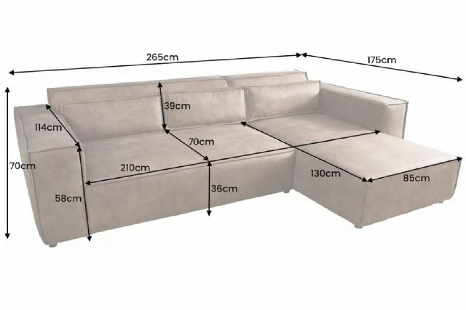 riess-ambiente Ecksofa BOSSA NOVA 265cm antik taupe, Einzelartikel 1 Teile, günstig online kaufen