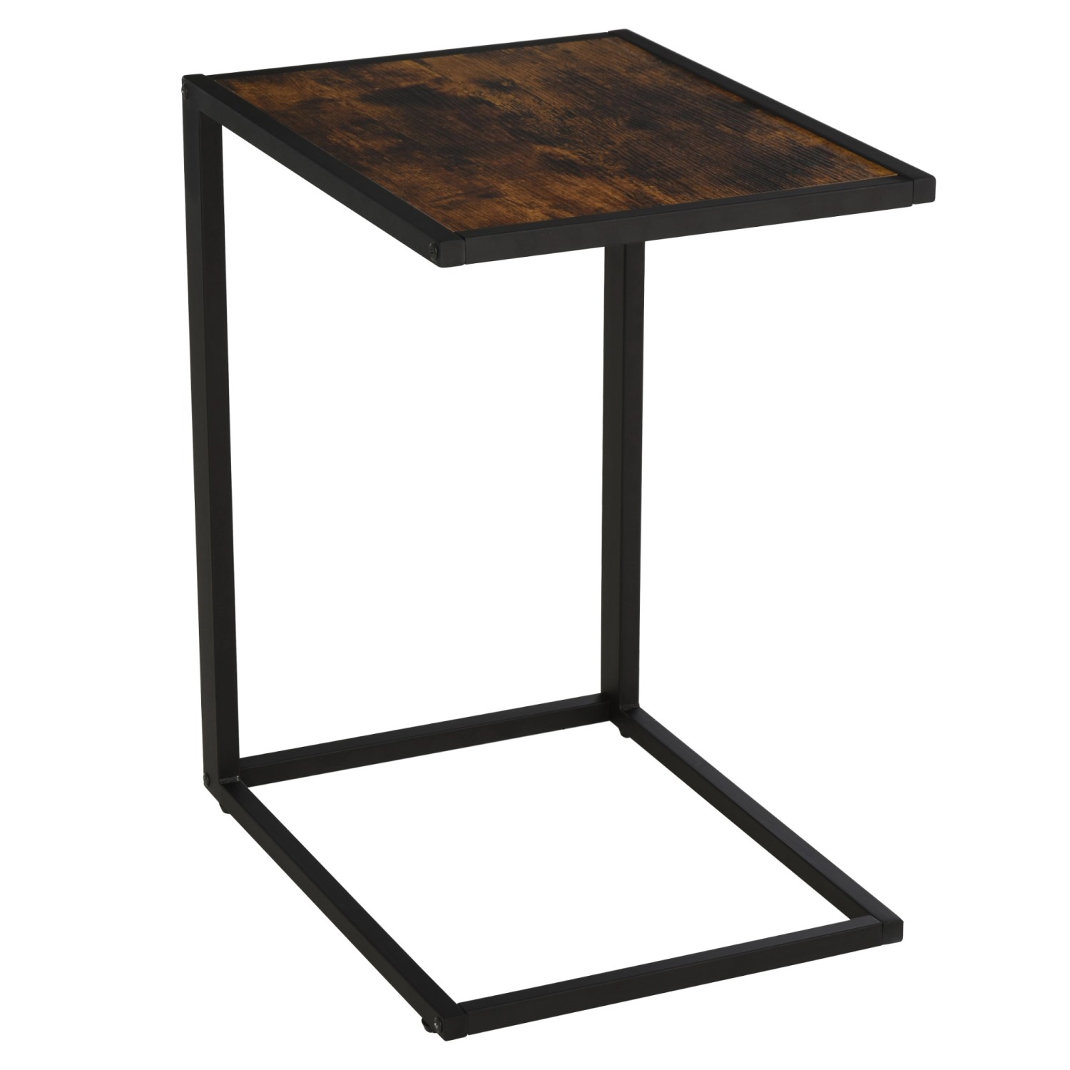 HOMCOM Beistelltisch in C-Form mit Metallgestell Rustikal-Braun 40,6 x 50,8 günstig online kaufen