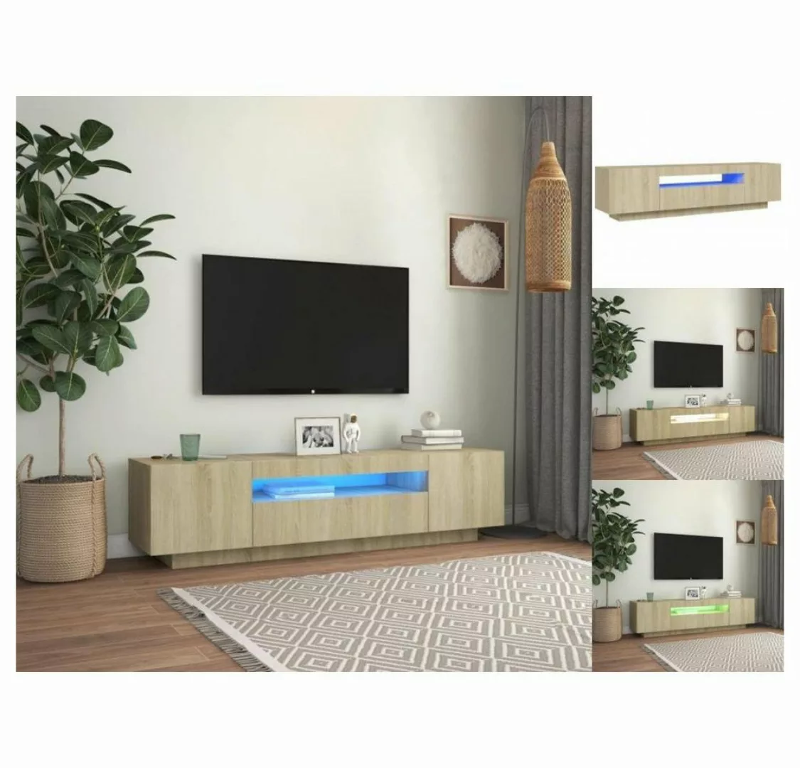 vidaXL TV-Schrank TV-Schrank mit LED-Leuchten Sonoma-Eiche 160x35x40 cm Low günstig online kaufen