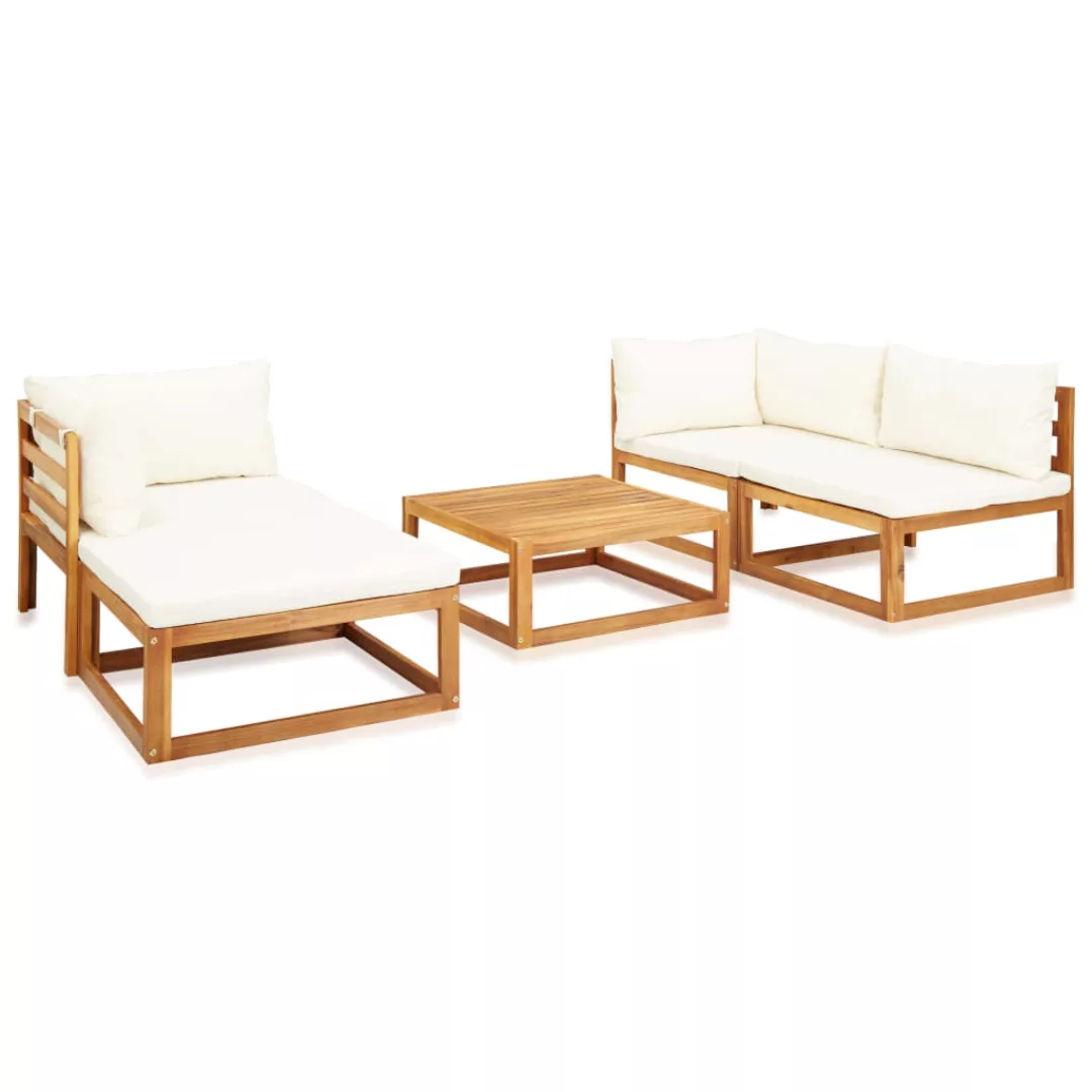 5-tlg. Garten-lounge-set Mit Auflagen Massivholz Akazie günstig online kaufen