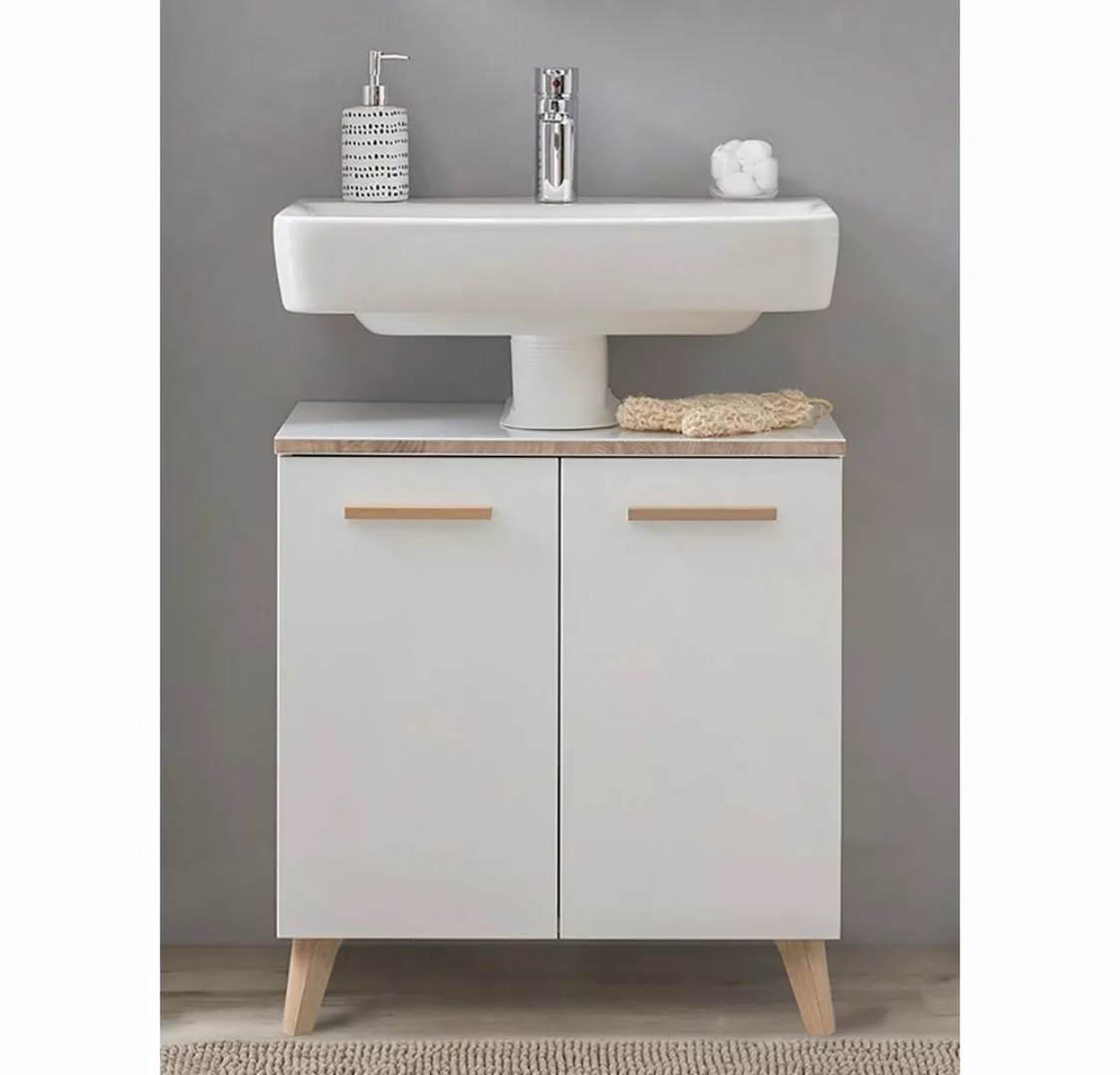 Lomadox Badezimmer Waschbeckenunterschrank mit Füßen DOVER-66 in Weiß Glanz günstig online kaufen