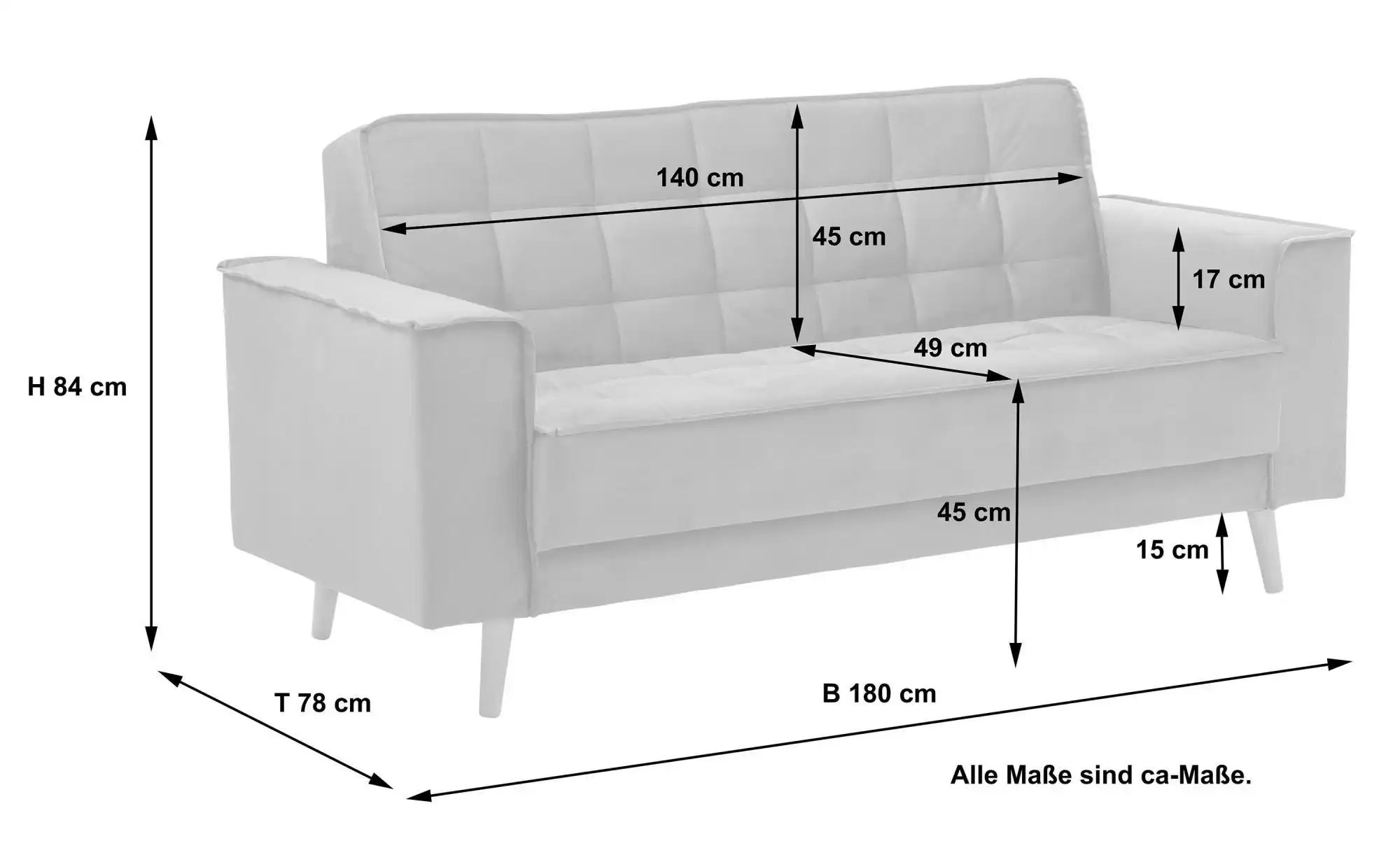 Max Winzer Einzelsofa  Jolene ¦ türkis/petrol ¦ Maße (cm): B: 180 H: 84 Pol günstig online kaufen