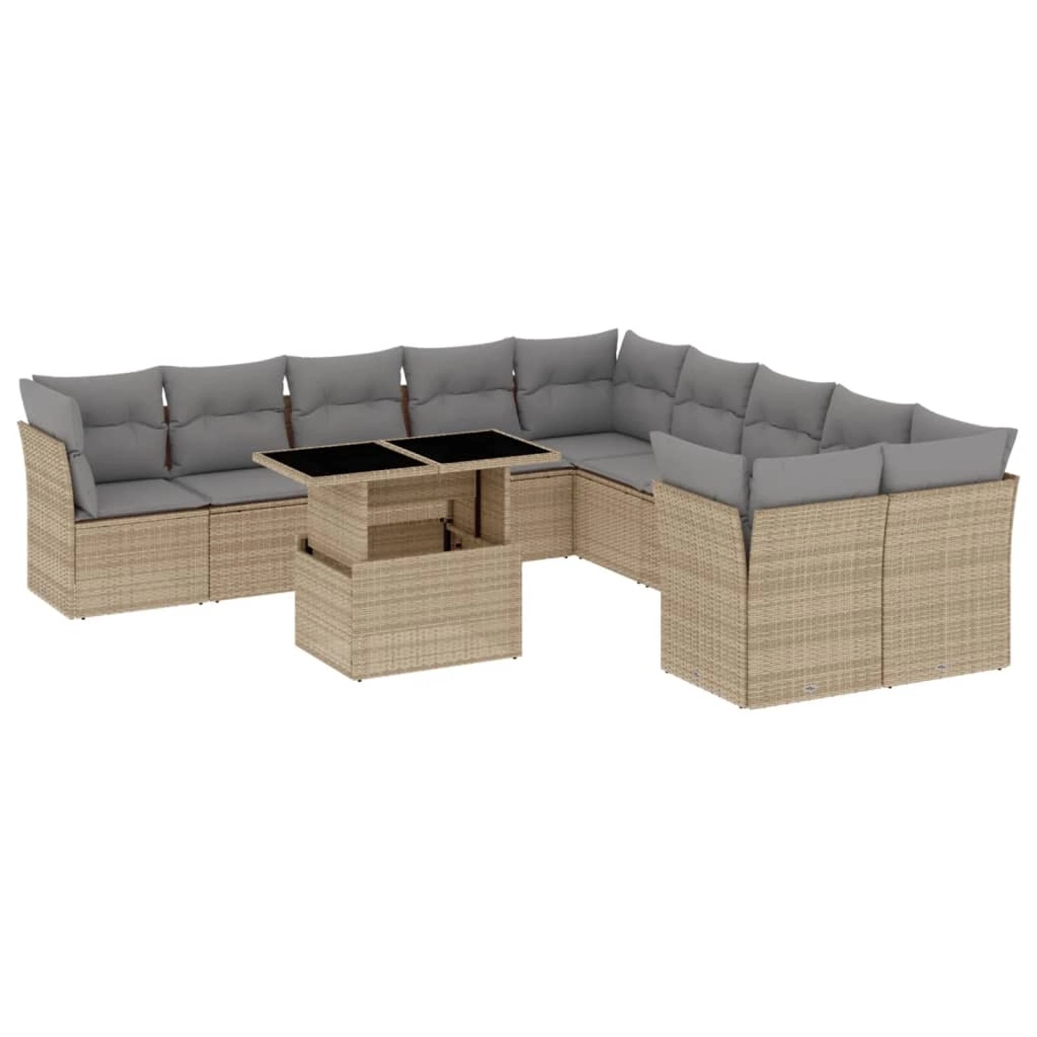 vidaXL 11-tlg Garten-Sofagarnitur mit Kissen Beige Poly Rattan Modell 158 günstig online kaufen