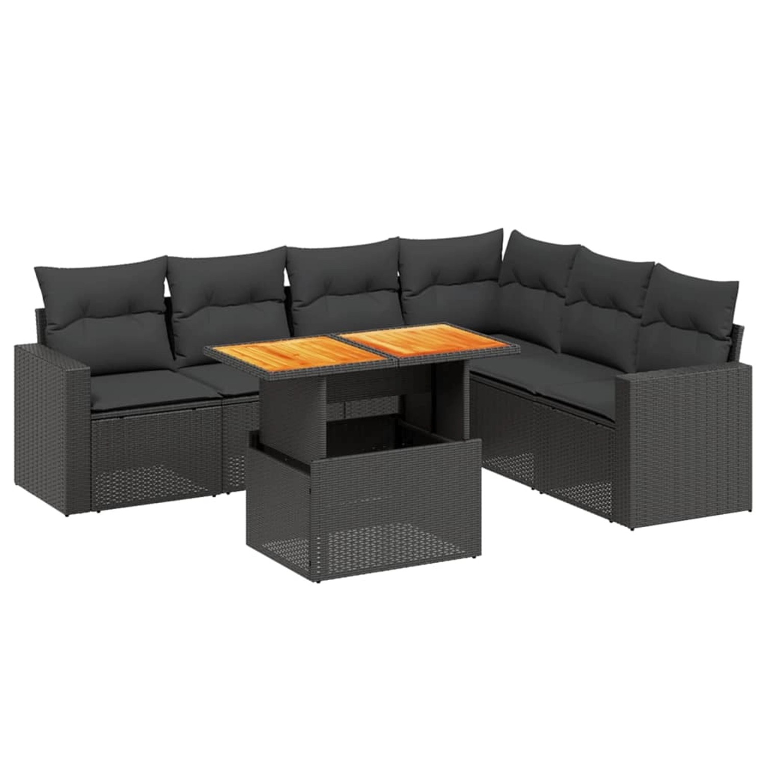 vidaXL 7-Tlg Garten-Sofagarnitur mit Kissen Schwarz Poly Rattan 3271328 günstig online kaufen