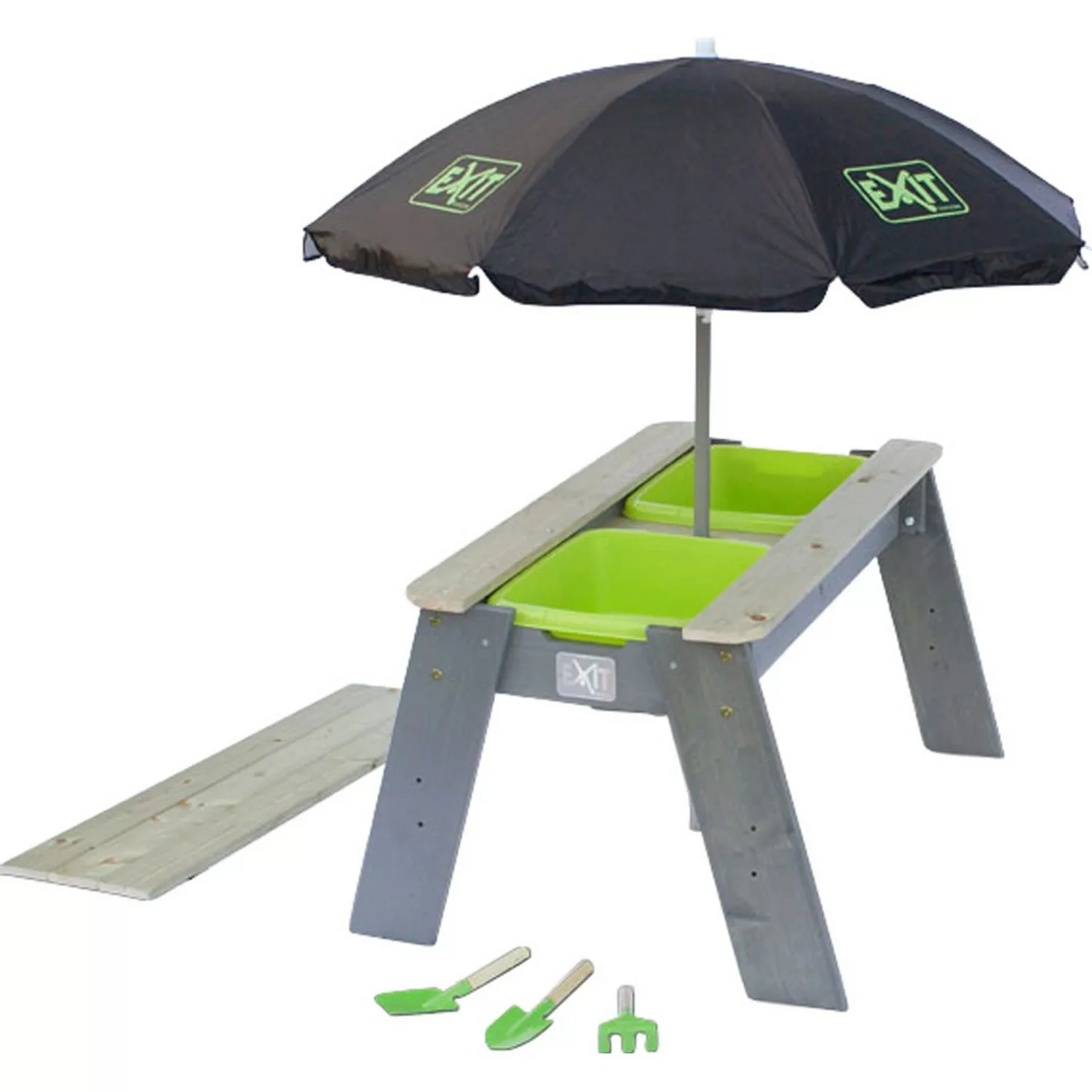 EXIT Aksent Sand- und Wassertisch mit Sonnenschirm und Gartenwerkzeugen günstig online kaufen