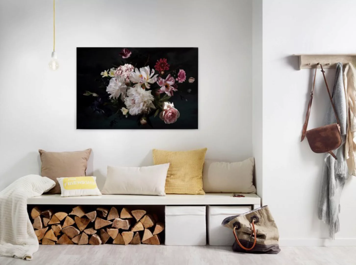 Bricoflor Blumen Bild Schwarz Und Weiß Rosenbild Mit Hortensie Ideal Für Sc günstig online kaufen