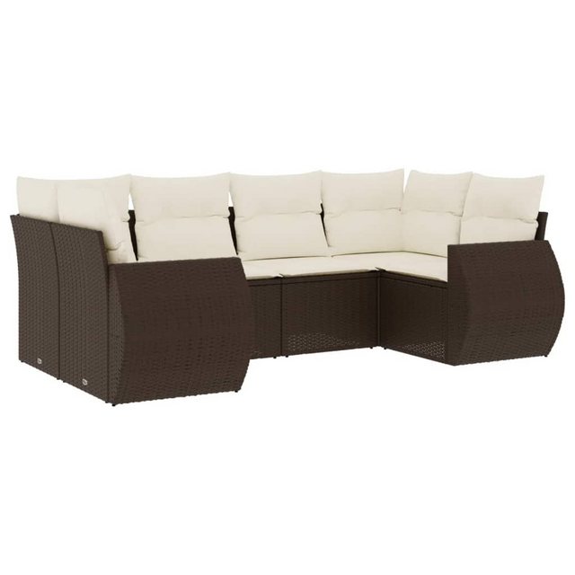 vidaXL Sofaelement 6-tlg. Garten-Sofagarnitur mit Kissen Braun Poly Rattan günstig online kaufen