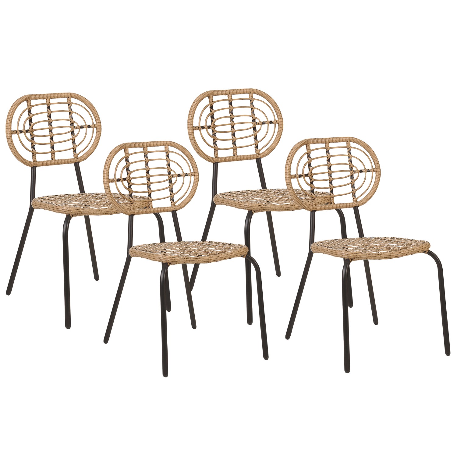 Beliani Gartenstuhl Naturfarben Beige Schwarz 57x48x86 günstig online kaufen