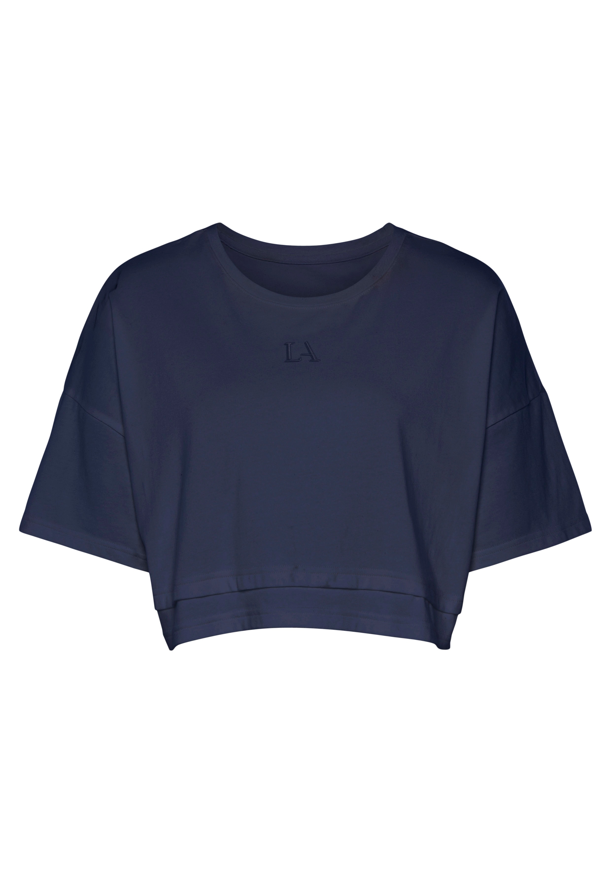 LASCANA Kurzarmshirt, mit kastigem Schnitt und Lagen-Look günstig online kaufen