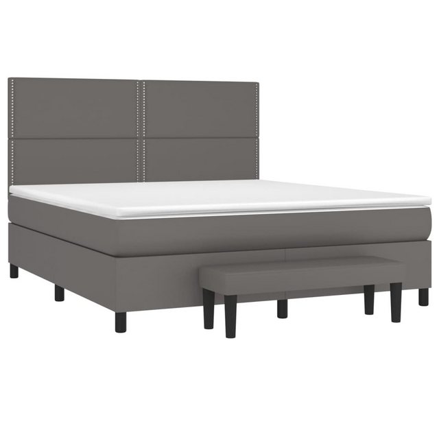 vidaXL Boxspringbett Boxspringbett mit Matratze und Fusshocker Kunstleder ( günstig online kaufen