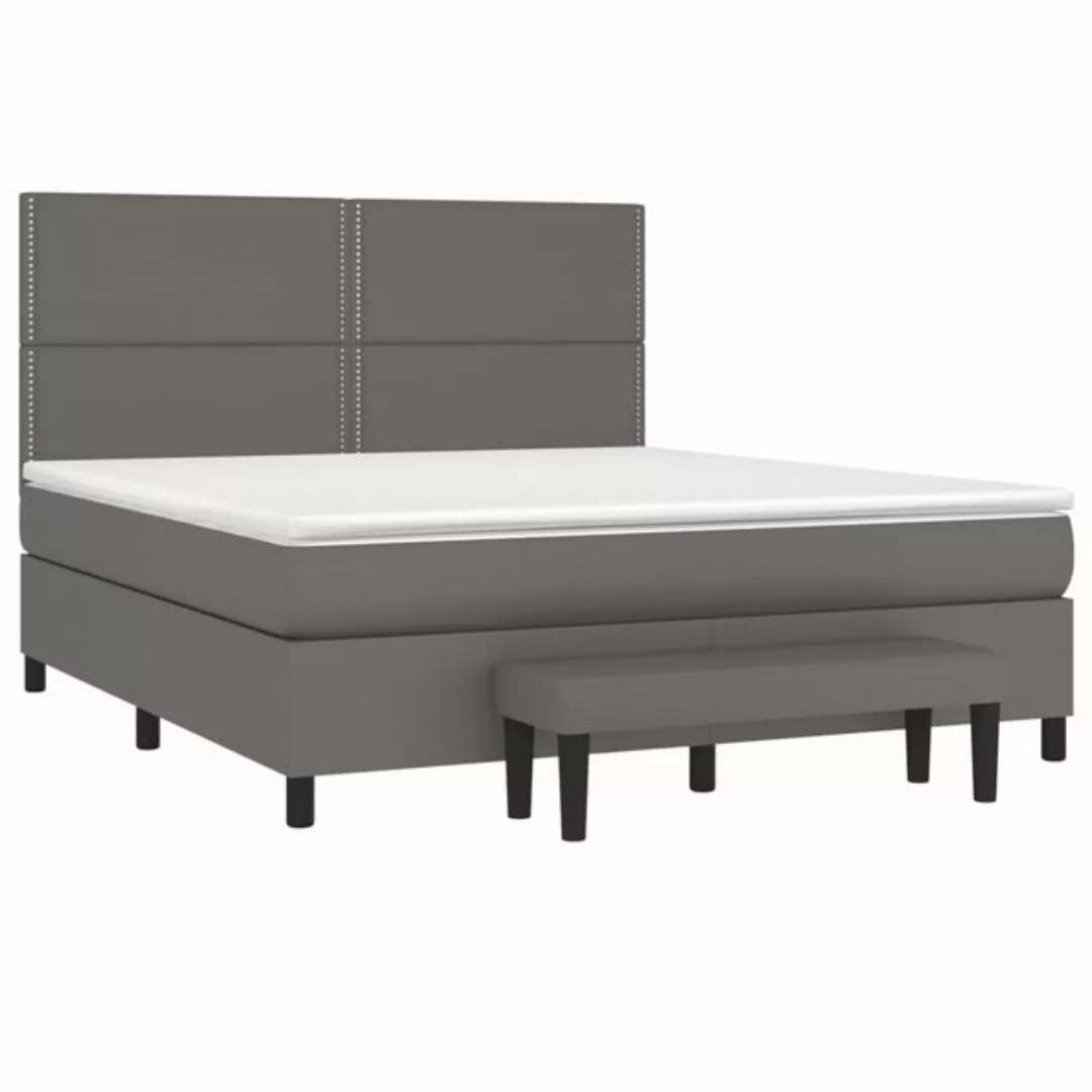 vidaXL Boxspringbett Boxspringbett mit Matratze und Fusshocker Kunstleder ( günstig online kaufen