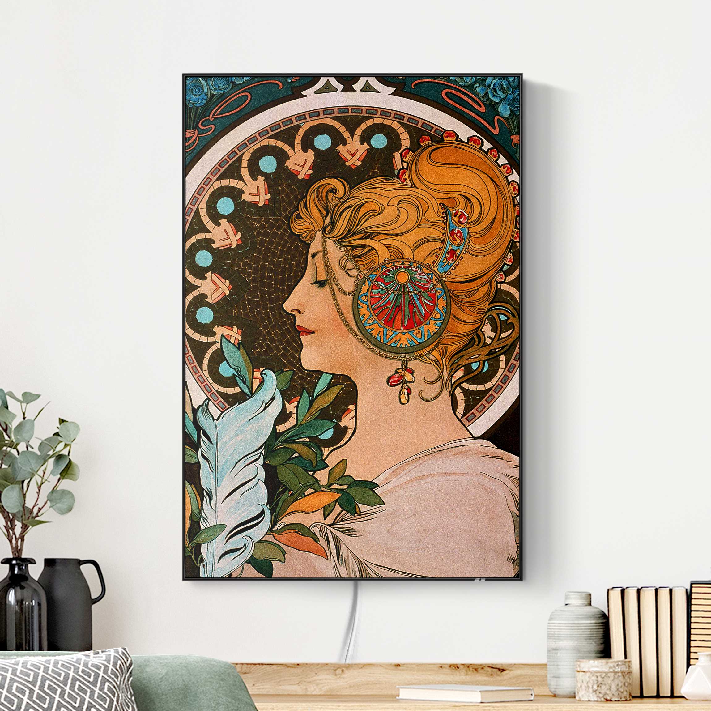 LED-Wechselbild Alfons Mucha - Die Feder günstig online kaufen