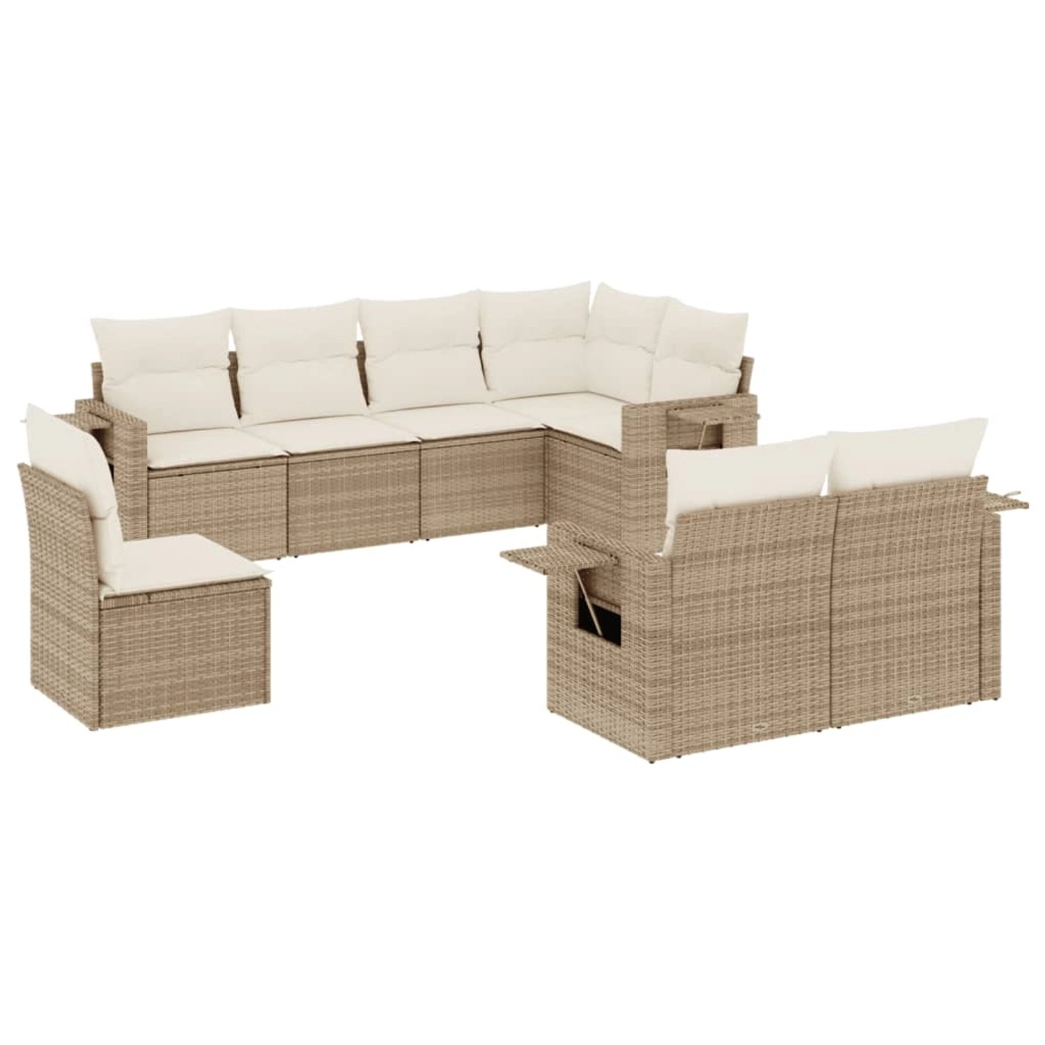 vidaXL 8-Tlg Garten-Sofagarnitur mit Kissen Beige Poly Rattan 3220437 günstig online kaufen
