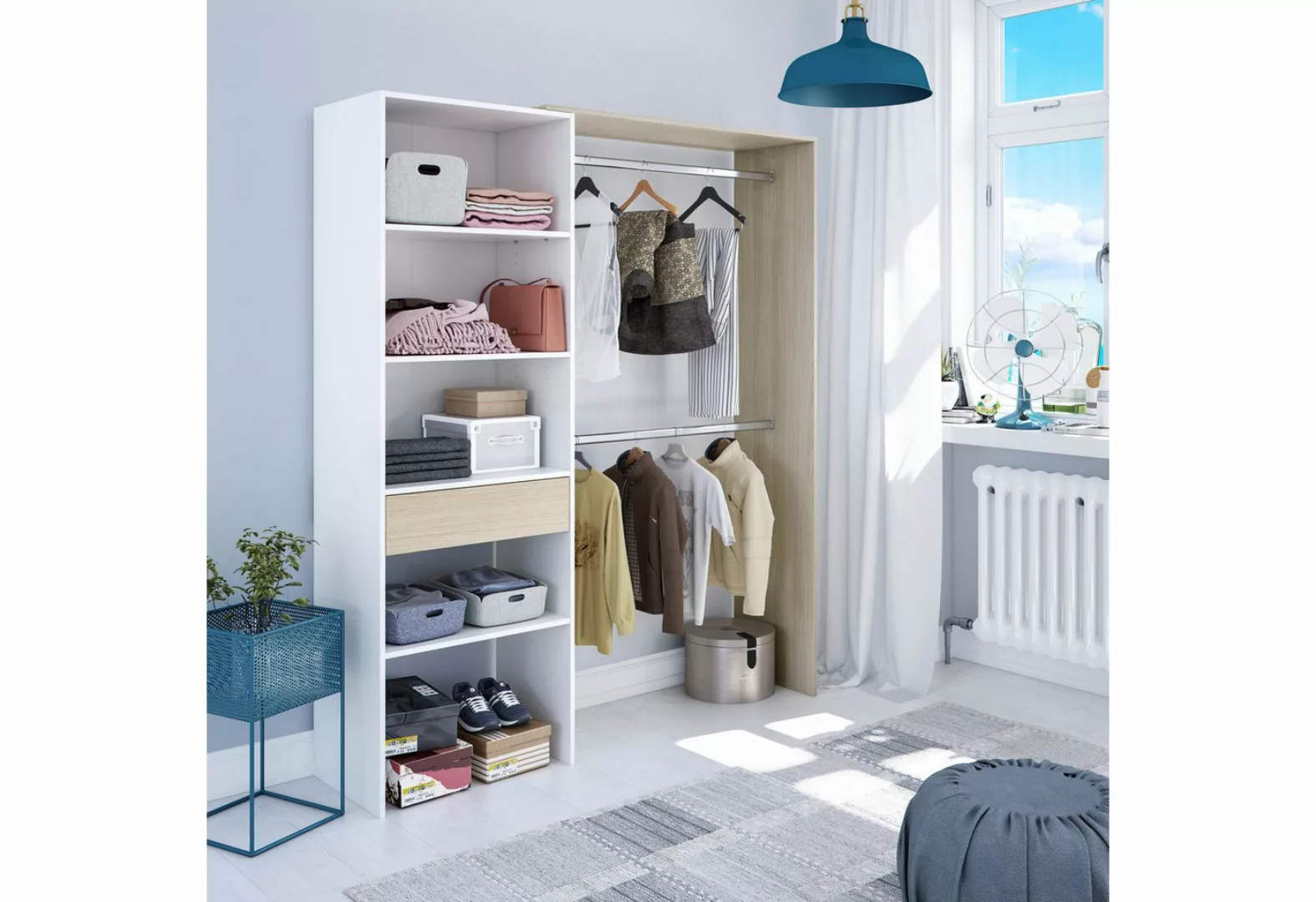 habeig Kleiderschrank begehbar offen Garderobe Schrank Regal Schublade 2x K günstig online kaufen