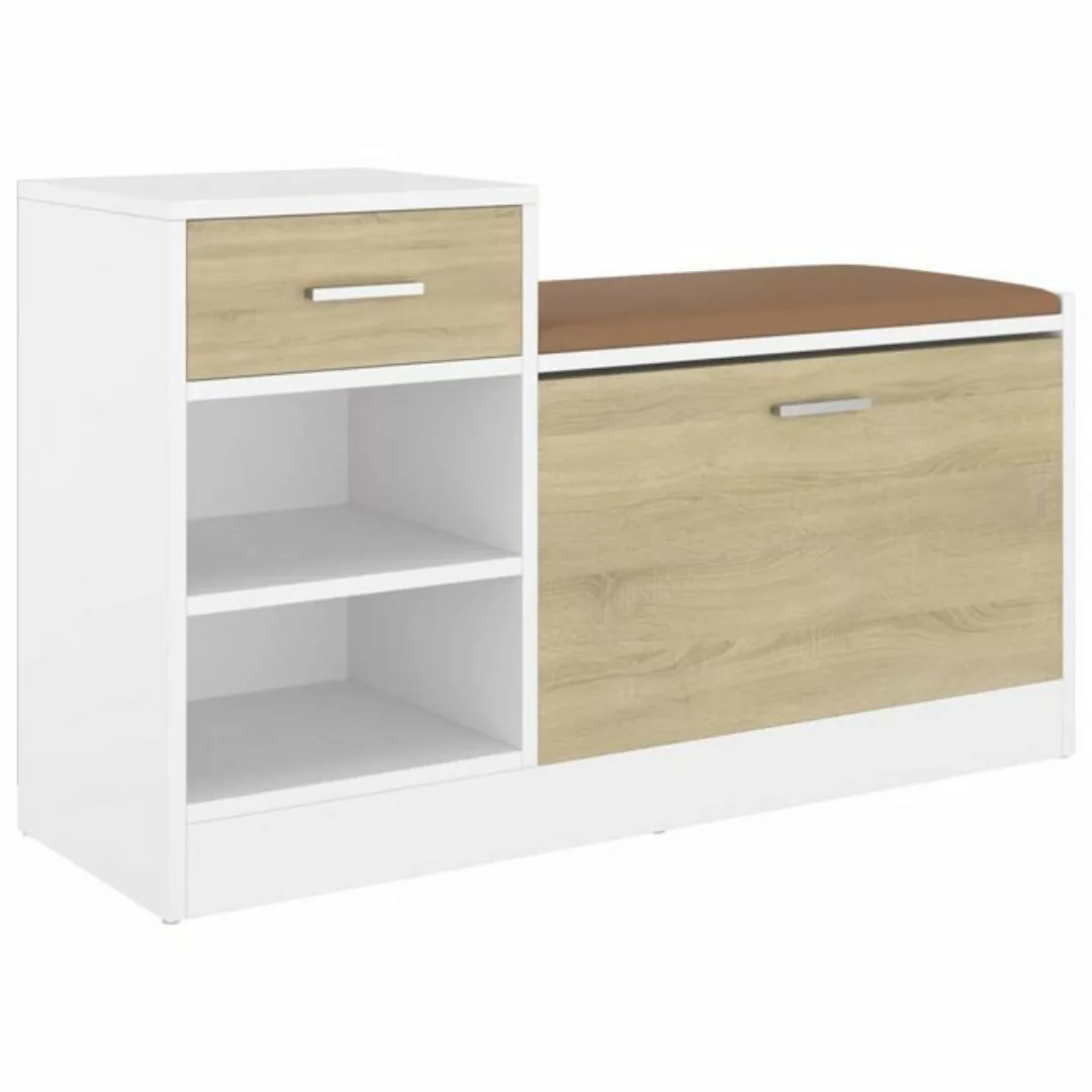 furnicato Schuhschrank Schuhbank Weiß und Sonoma-Eiche 94,5x31x57 cm Holzwe günstig online kaufen